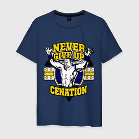 Мужская футболка хлопок с принтом WWE John Cena Never Give Up (3) в Белгороде, 100% хлопок | прямой крой, круглый вырез горловины, длина до линии бедер, слегка спущенное плечо. | Тематика изображения на принте: джон сина