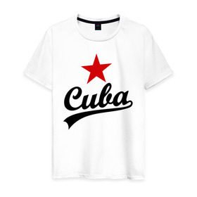 Мужская футболка хлопок с принтом Куба - Cuba в Белгороде, 100% хлопок | прямой крой, круглый вырез горловины, длина до линии бедер, слегка спущенное плечо. | звезда | куба | надпись | остров свободы