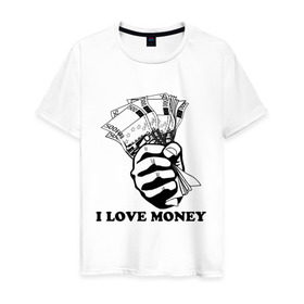 Мужская футболка хлопок с принтом I love money (2) в Белгороде, 100% хлопок | прямой крой, круглый вырез горловины, длина до линии бедер, слегка спущенное плечо. | Тематика изображения на принте: 