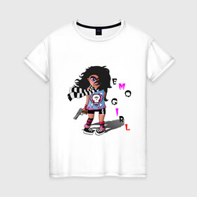 Женская футболка хлопок с принтом Эмо герл в Белгороде, 100% хлопок | прямой крой, круглый вырез горловины, длина до линии бедер, слегка спущенное плечо | 