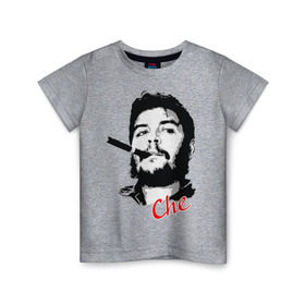 Детская футболка хлопок с принтом Че Гевара с сигарой в Белгороде, 100% хлопок | круглый вырез горловины, полуприлегающий силуэт, длина до линии бедер | che | guevara | гевара | куба | личность | революция | че