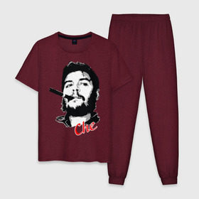 Мужская пижама хлопок с принтом Че Гевара с сигарой в Белгороде, 100% хлопок | брюки и футболка прямого кроя, без карманов, на брюках мягкая резинка на поясе и по низу штанин
 | che | guevara | гевара | куба | личность | революция | че
