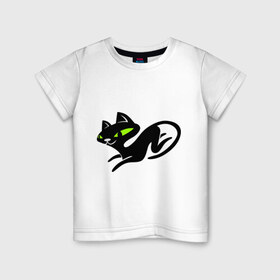 Детская футболка хлопок с принтом Кошка (6) в Белгороде, 100% хлопок | круглый вырез горловины, полуприлегающий силуэт, длина до линии бедер | cat | киса | кошка | черная кошка