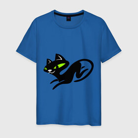 Мужская футболка хлопок с принтом Кошка (6) в Белгороде, 100% хлопок | прямой крой, круглый вырез горловины, длина до линии бедер, слегка спущенное плечо. | cat | киса | кошка | черная кошка