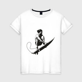 Женская футболка хлопок с принтом На гребне волны в Белгороде, 100% хлопок | прямой крой, круглый вырез горловины, длина до линии бедер, слегка спущенное плечо | surf | surfing | на гребне волны | серф | серфер | серфинг
