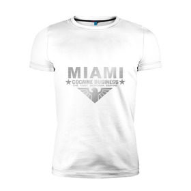 Мужская футболка премиум с принтом Miami - The Tony Montana empire в Белгороде, 92% хлопок, 8% лайкра | приталенный силуэт, круглый вырез ворота, длина до линии бедра, короткий рукав | business | cocaine | бизнес | майами