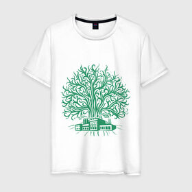 Мужская футболка хлопок с принтом Экология в Белгороде, 100% хлопок | прямой крой, круглый вырез горловины, длина до линии бедер, слегка спущенное плечо. | Тематика изображения на принте: дерево | орнамент | узор