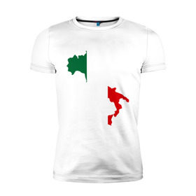Мужская футболка премиум с принтом Италия (Italy) в Белгороде, 92% хлопок, 8% лайкра | приталенный силуэт, круглый вырез ворота, длина до линии бедра, короткий рукав | italy | государство | европа | европейский | италия | карта | рим | флаг