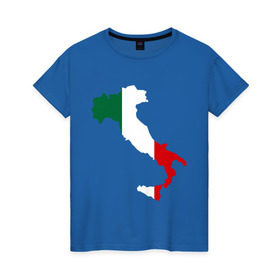 Женская футболка хлопок с принтом Италия (Italy) в Белгороде, 100% хлопок | прямой крой, круглый вырез горловины, длина до линии бедер, слегка спущенное плечо | italy | государство | европа | европейский | италия | карта | рим | флаг