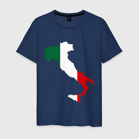 Мужская футболка хлопок с принтом Италия (Italy) в Белгороде, 100% хлопок | прямой крой, круглый вырез горловины, длина до линии бедер, слегка спущенное плечо. | italy | государство | европа | европейский | италия | карта | рим | флаг