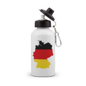 Бутылка спортивная с принтом Германия (Germany) в Белгороде, металл | емкость — 500 мл, в комплекте две пластиковые крышки и карабин для крепления | germany | германия | государство | европа | европейский | немцы | флаг