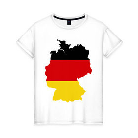 Женская футболка хлопок с принтом Германия (Germany) в Белгороде, 100% хлопок | прямой крой, круглый вырез горловины, длина до линии бедер, слегка спущенное плечо | germany | германия | государство | европа | европейский | немцы | флаг