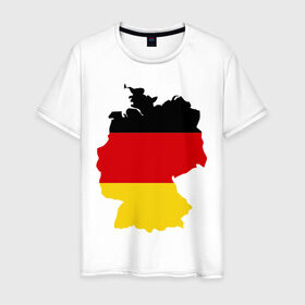 Мужская футболка хлопок с принтом Германия (Germany) в Белгороде, 100% хлопок | прямой крой, круглый вырез горловины, длина до линии бедер, слегка спущенное плечо. | germany | германия | государство | европа | европейский | немцы | флаг