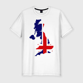Мужская футболка премиум с принтом Великобритания (Great Britain) в Белгороде, 92% хлопок, 8% лайкра | приталенный силуэт, круглый вырез ворота, длина до линии бедра, короткий рукав | great britain | англия | британия | британский | великобритания | королевский | флаг