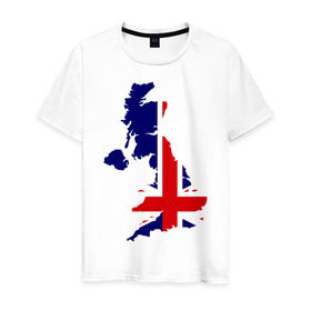 Мужская футболка хлопок с принтом Великобритания (Great Britain) в Белгороде, 100% хлопок | прямой крой, круглый вырез горловины, длина до линии бедер, слегка спущенное плечо. | great britain | англия | британия | британский | великобритания | королевский | флаг