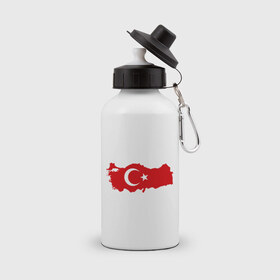 Бутылка спортивная с принтом Турция (Turkey) в Белгороде, металл | емкость — 500 мл, в комплекте две пластиковые крышки и карабин для крепления | Тематика изображения на принте: turkey | символ | страна | турция | флаг