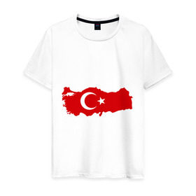 Мужская футболка хлопок с принтом Турция (Turkey) в Белгороде, 100% хлопок | прямой крой, круглый вырез горловины, длина до линии бедер, слегка спущенное плечо. | turkey | символ | страна | турция | флаг