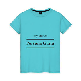 Женская футболка хлопок с принтом Persona Grata в Белгороде, 100% хлопок | прямой крой, круглый вырез горловины, длина до линии бедер, слегка спущенное плечо | club | persona grata | клуб | персона грата | статус