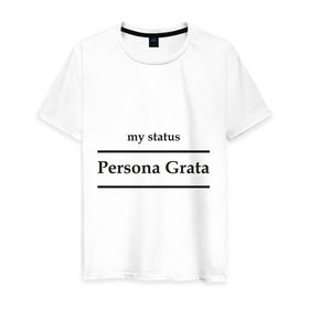 Мужская футболка хлопок с принтом Persona Grata в Белгороде, 100% хлопок | прямой крой, круглый вырез горловины, длина до линии бедер, слегка спущенное плечо. | club | persona grata | клуб | персона грата | статус