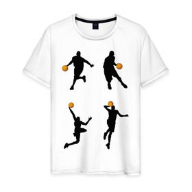 Мужская футболка хлопок с принтом Баскетбол (5) в Белгороде, 100% хлопок | прямой крой, круглый вырез горловины, длина до линии бедер, слегка спущенное плечо. | basketball | баскетболист