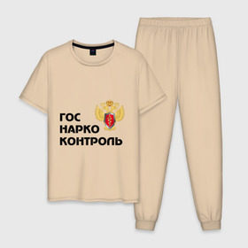 Мужская пижама хлопок с принтом Госнаркоконтроль в Белгороде, 100% хлопок | брюки и футболка прямого кроя, без карманов, на брюках мягкая резинка на поясе и по низу штанин
 | гнк