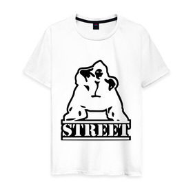 Мужская футболка хлопок с принтом Street - рэпер в Белгороде, 100% хлопок | прямой крой, круглый вырез горловины, длина до линии бедер, слегка спущенное плечо. | gangsta | gansta | hip | hip hop | hop | rap | реп | репер | рэп | рэппер | рэпчина | хип | хип хоп | хоп