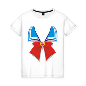 Женская футболка хлопок с принтом Бантик аниме-девочки в Белгороде, 100% хлопок | прямой крой, круглый вырез горловины, длина до линии бедер, слегка спущенное плечо | anime | бант