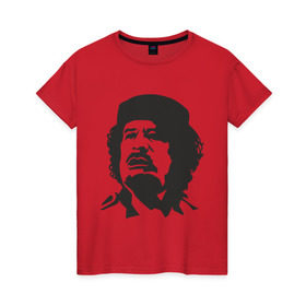 Женская футболка хлопок с принтом Каддафи в Белгороде, 100% хлопок | прямой крой, круглый вырез горловины, длина до линии бедер, слегка спущенное плечо | кадафи | каддафи | ливия | муамар | муаммар