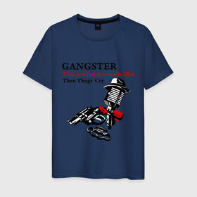 Мужская футболка хлопок с принтом Gangster mafia в Белгороде, 100% хлопок | прямой крой, круглый вырез горловины, длина до линии бедер, слегка спущенное плечо. | gangsters | гангстеры | костет | мафия | оружие | пистолет | револьвер