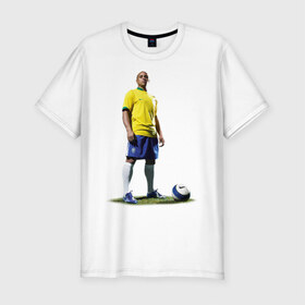 Мужская футболка премиум с принтом Roberto Carlos в Белгороде, 92% хлопок, 8% лайкра | приталенный силуэт, круглый вырез ворота, длина до линии бедра, короткий рукав | 