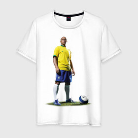 Мужская футболка хлопок с принтом Roberto Carlos в Белгороде, 100% хлопок | прямой крой, круглый вырез горловины, длина до линии бедер, слегка спущенное плечо. | 