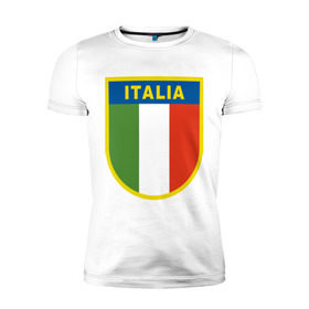 Мужская футболка премиум с принтом Италия в Белгороде, 92% хлопок, 8% лайкра | приталенный силуэт, круглый вырез ворота, длина до линии бедра, короткий рукав | государство | европа | европейский | италия | флаг