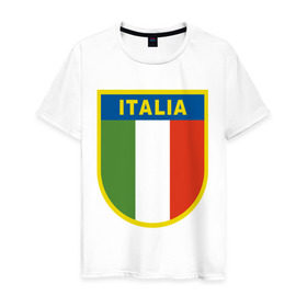 Мужская футболка хлопок с принтом Италия в Белгороде, 100% хлопок | прямой крой, круглый вырез горловины, длина до линии бедер, слегка спущенное плечо. | Тематика изображения на принте: государство | европа | европейский | италия | флаг
