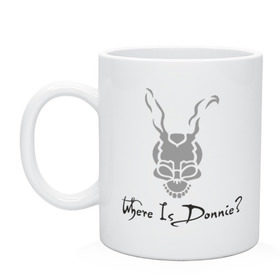 Кружка с принтом Donnie Darko - Where Is Donnie? в Белгороде, керамика | объем — 330 мл, диаметр — 80 мм. Принт наносится на бока кружки, можно сделать два разных изображения | donnie darko | дони дарко | донни дарко