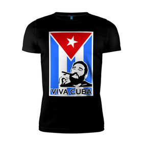 Мужская футболка премиум с принтом Viva, Cuba! в Белгороде, 92% хлопок, 8% лайкра | приталенный силуэт, круглый вырез ворота, длина до линии бедра, короткий рукав | cuba | viva | вива | кастро | куба | кубы | фидель | флаг