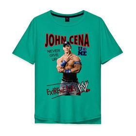 Мужская футболка хлопок Oversize с принтом John Cena Extreme Rules в Белгороде, 100% хлопок | свободный крой, круглый ворот, “спинка” длиннее передней части | wwe | бои без правил | джон сина