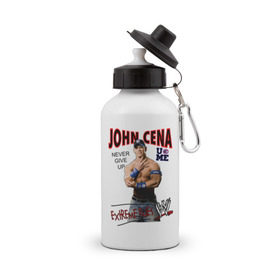 Бутылка спортивная с принтом John Cena Extreme Rules в Белгороде, металл | емкость — 500 мл, в комплекте две пластиковые крышки и карабин для крепления | Тематика изображения на принте: wwe | бои без правил | джон сина