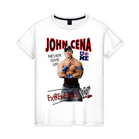 Женская футболка хлопок с принтом John Cena Extreme Rules в Белгороде, 100% хлопок | прямой крой, круглый вырез горловины, длина до линии бедер, слегка спущенное плечо | wwe | бои без правил | джон сина