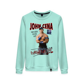 Женский свитшот хлопок с принтом John Cena Extreme Rules в Белгороде, 100% хлопок | прямой крой, круглый вырез, на манжетах и по низу широкая трикотажная резинка  | wwe | бои без правил | джон сина