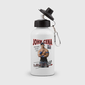 Бутылка спортивная с принтом John Cena Extreme Rules в Белгороде, металл | емкость — 500 мл, в комплекте две пластиковые крышки и карабин для крепления | джон сина