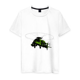 Мужская футболка хлопок с принтом Вертолёт в Белгороде, 100% хлопок | прямой крой, круглый вырез горловины, длина до линии бедер, слегка спущенное плечо. | helicopter | армия | ввс | вертолет | вертушка | воздушные силы