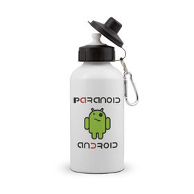 Бутылка спортивная с принтом Paranoid android в Белгороде, металл | емкость — 500 мл, в комплекте две пластиковые крышки и карабин для крепления | paranoid android | админу | андроид | параноик | прикольные