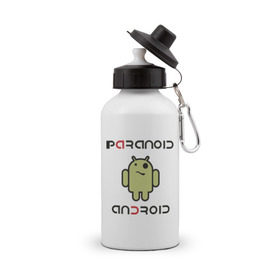 Бутылка спортивная с принтом Paranoid android в Белгороде, металл | емкость — 500 мл, в комплекте две пластиковые крышки и карабин для крепления | 