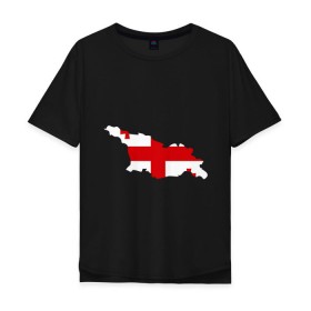 Мужская футболка хлопок Oversize с принтом Грузия (Georgia) в Белгороде, 100% хлопок | свободный крой, круглый ворот, “спинка” длиннее передней части | georgia | грузия | карта грузии | флаг грузии
