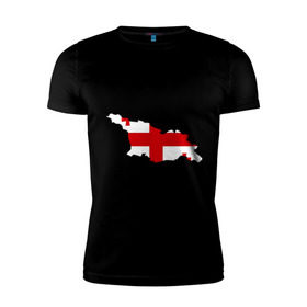 Мужская футболка премиум с принтом Грузия (Georgia) в Белгороде, 92% хлопок, 8% лайкра | приталенный силуэт, круглый вырез ворота, длина до линии бедра, короткий рукав | georgia | грузия | карта грузии | флаг грузии