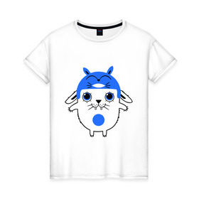 Женская футболка хлопок с принтом Totoro в Белгороде, 100% хлопок | прямой крой, круглый вырез горловины, длина до линии бедер, слегка спущенное плечо | Тематика изображения на принте: заяц