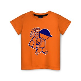 Детская футболка хлопок с принтом Руссо Туристо в Белгороде, 100% хлопок | круглый вырез горловины, полуприлегающий силуэт, длина до линии бедер | русский | турист