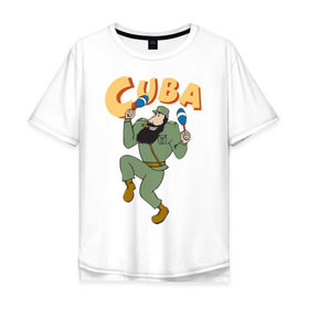Мужская футболка хлопок Oversize с принтом Cuba - Fidel Castro в Белгороде, 100% хлопок | свободный крой, круглый ворот, “спинка” длиннее передней части | Тематика изображения на принте: castro | cuba | fidel | кастро | куба | лидер | фидель