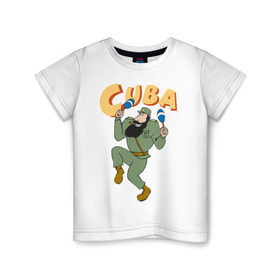 Детская футболка хлопок с принтом Cuba - Fidel Castro в Белгороде, 100% хлопок | круглый вырез горловины, полуприлегающий силуэт, длина до линии бедер | castro | cuba | fidel | кастро | куба | лидер | фидель