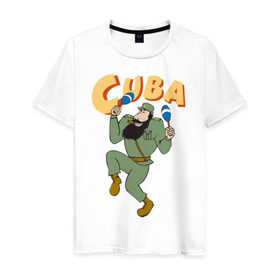 Мужская футболка хлопок с принтом Cuba - Fidel Castro в Белгороде, 100% хлопок | прямой крой, круглый вырез горловины, длина до линии бедер, слегка спущенное плечо. | castro | cuba | fidel | кастро | куба | лидер | фидель